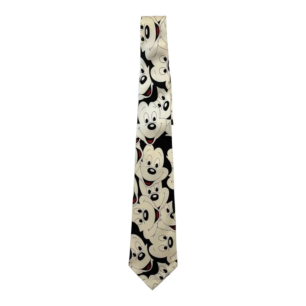 Balancine The Tie Works Disney Mens Classic Mickey Mouse Neck Tie White Silk